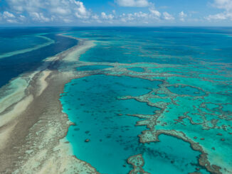Aerial View of Great Barrier Reef in Australia.