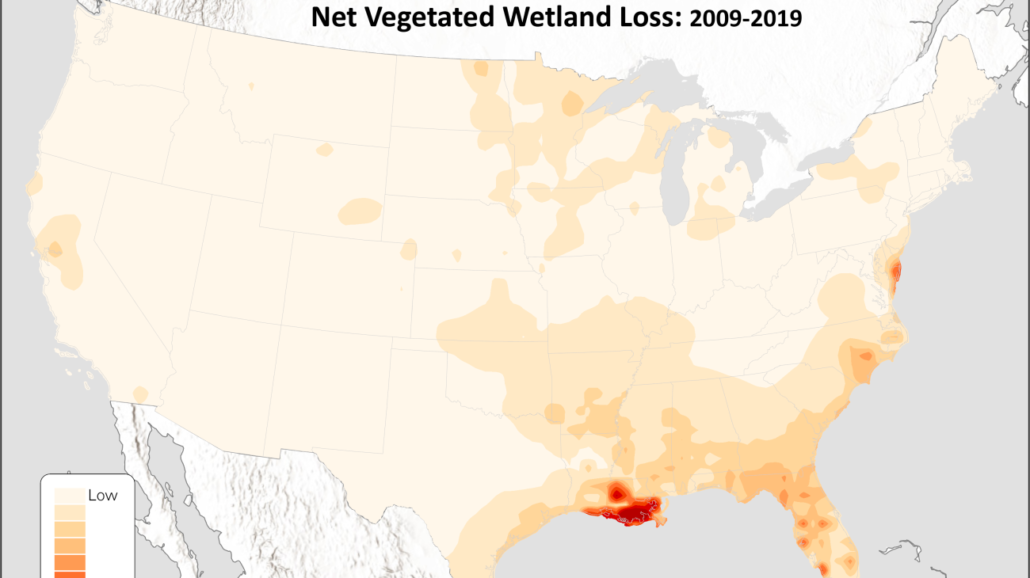 Wetland loss in the US accelerated from 2009 to 2019. Southern Louisiana saw the worst losses.