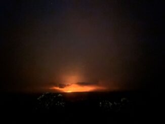The glow from the June 3, 2024 eruption at Kilauea could be seen in the early dawn hours.