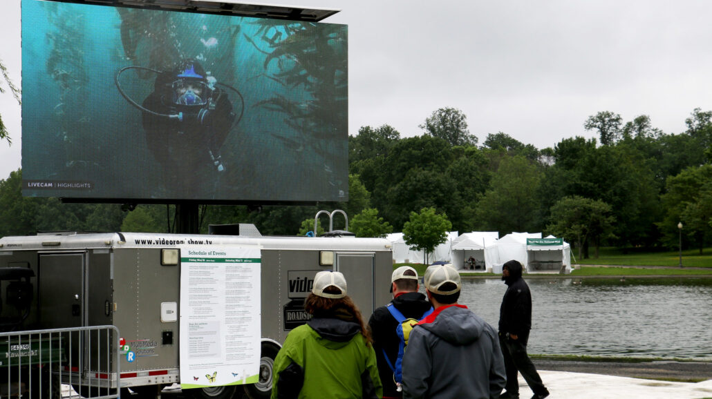 A live underwater broadcast from Channel Islands National Park is shown during a BioBlitz event in 2016.