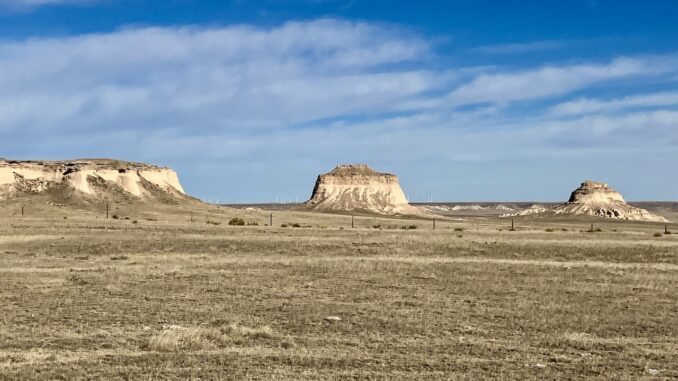 The Pawnee Buttes are the defining feature of the Pawnee National Grassland in northeastern Colorado.