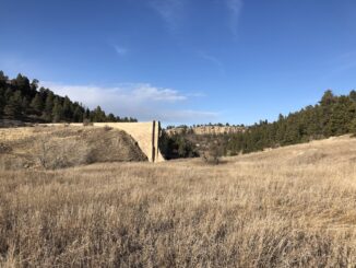 Remnants of a former reservoir still stand at Castlewood Canyon State Park, Colorado.