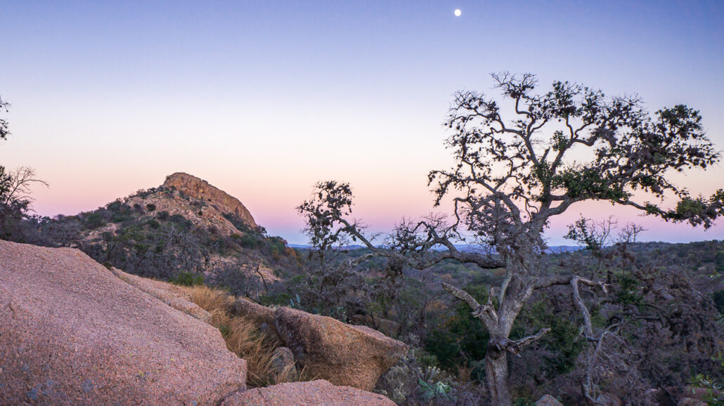 A view from the heart of Enchanted Rock State Natural Area, Texas.